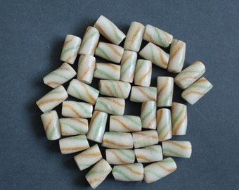 African Beads Old Ghana Glass Muted Cream, Olive Green and Golden Brown, for Jewellery and Crafts 10 Pack REDUCED TO CLEAR