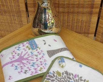 John Lewis Magic Trees Fabric Double Oven Glove and Pot Holder