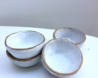 White stoneware ceramic breakfast bowl