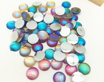 Shell Cabochons, Beach Cabochons, Mermaid Cabochons, Shell Flatbacks, 10mm Cabochons, Mermaid Flatbacks, Beach Flatbacks, Shell Applique,
