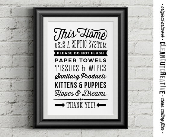 Bathroom Sign Septic System Do Not Flush Hopes Dreams