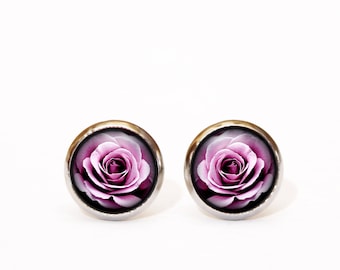 Flowers rose earrings Lilac earrings Purple earrings Floral earrings Everyday Earrings gift for her Christmas gift Lavendar Minimal Earrings