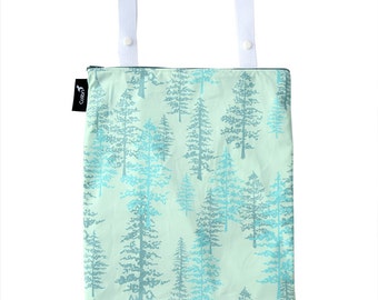 Ready to ship - Wet bag with 2 straps, zipper and PUL liner - spruce
