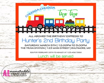 Train Birthday Invitation, Second Birthday Invitation, Boy Birthday Invitation, Chugga Chugga Two Two, Train Birthday Party, Digital File