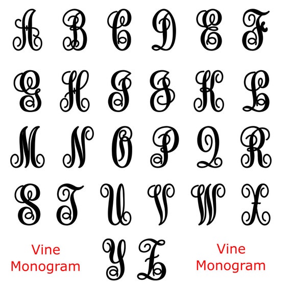 Download Font Monogram Vine Letters svg eps dxf png Cut file for