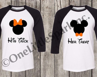 Disney halloween couple shirt His trick her treat disney halloween shirts Mickey's not so scary halloween shirt disney halloween matching