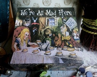 Alice in Wonderland Jewellery Box. Alice in Wonderland Trinket Box. Jewellery Box. Trinket Box. Decorative Box. Keepsake Box. Wooden Box.