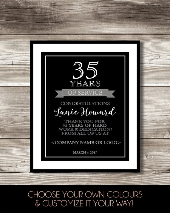 35 Year Work Anniversary Print 35th Work Anniversary Digital