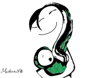 Cards, greetings, motherhood, drawings and illustrations