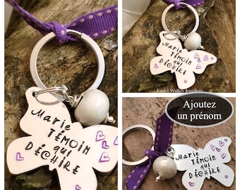 Hand Stamped French Keyring, French Witness Wedding, Témoin Keyring