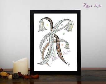 Tulipe print 8 x 10 po or 8.5 x 11po, "TULIPES ORANGES", Art print, Zen illustration oranges flowers, several formats.