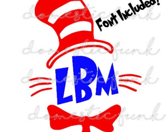 Dr. Seuss Cat in the Hat Monogram Digital Download (SVG, PNG, Silhouette Studio)