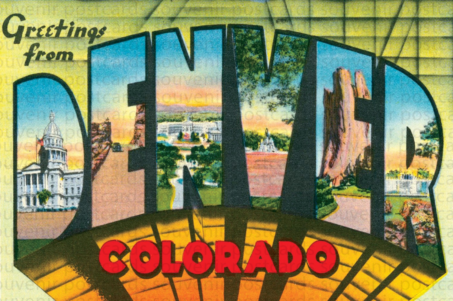 Denver, Denver Postcards, Denver Postcard, Denver Art, Colorado