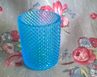 Vintage Blue Hobnail Glass Votive Holder