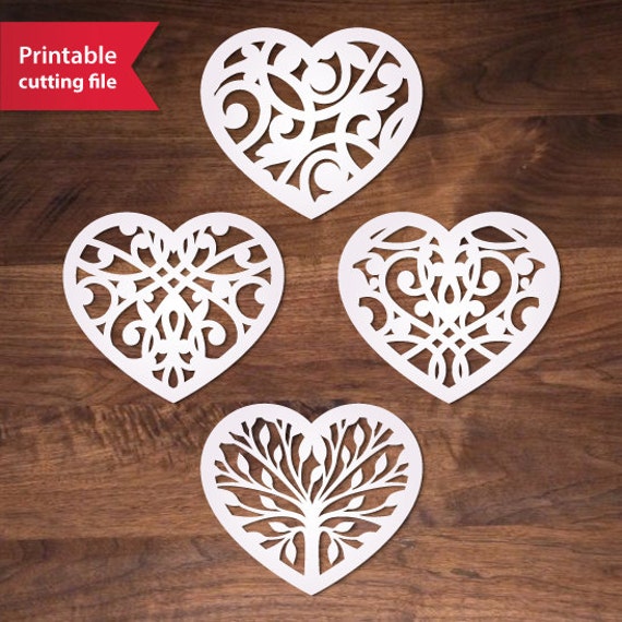 Download Silhouette Cricut heart template (ai, eps, svg, dxf, cdr ...
