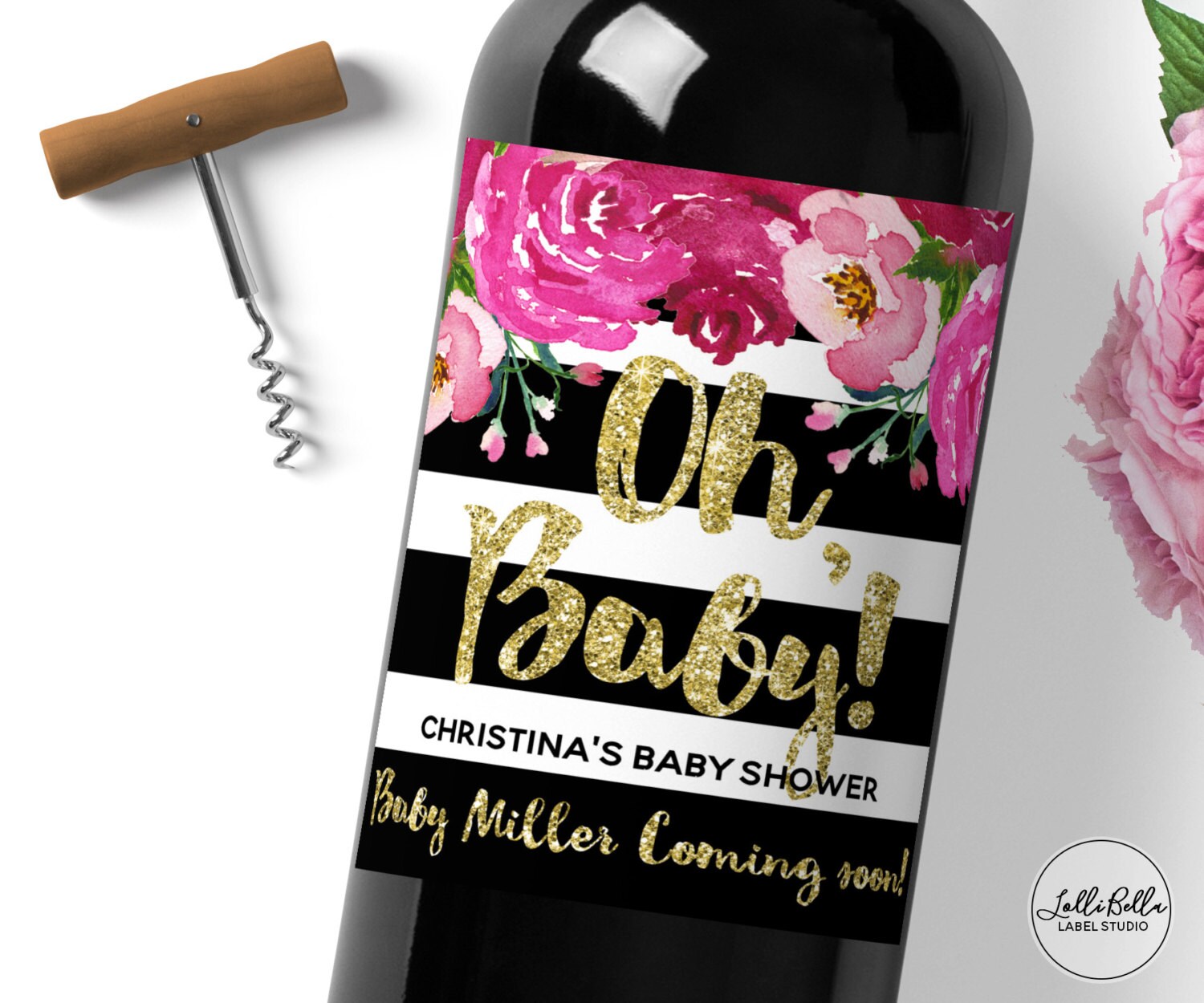 Baby Shower Wine Label Kate Spade Themed Baby Announcements