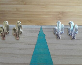 Boucles d'oreilles Cactus | acier doré | Joli bijou minimaliste | Mexique 2017 | Cadeau mignon pour elle | Nôel, anniversaire, nouvel an