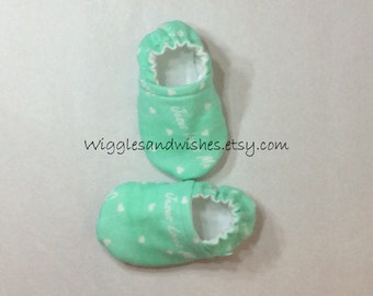 Jesus loves me crib shoes, baby shoes, booties, loafies, mint green, newborn, preemie, reborn, toddler