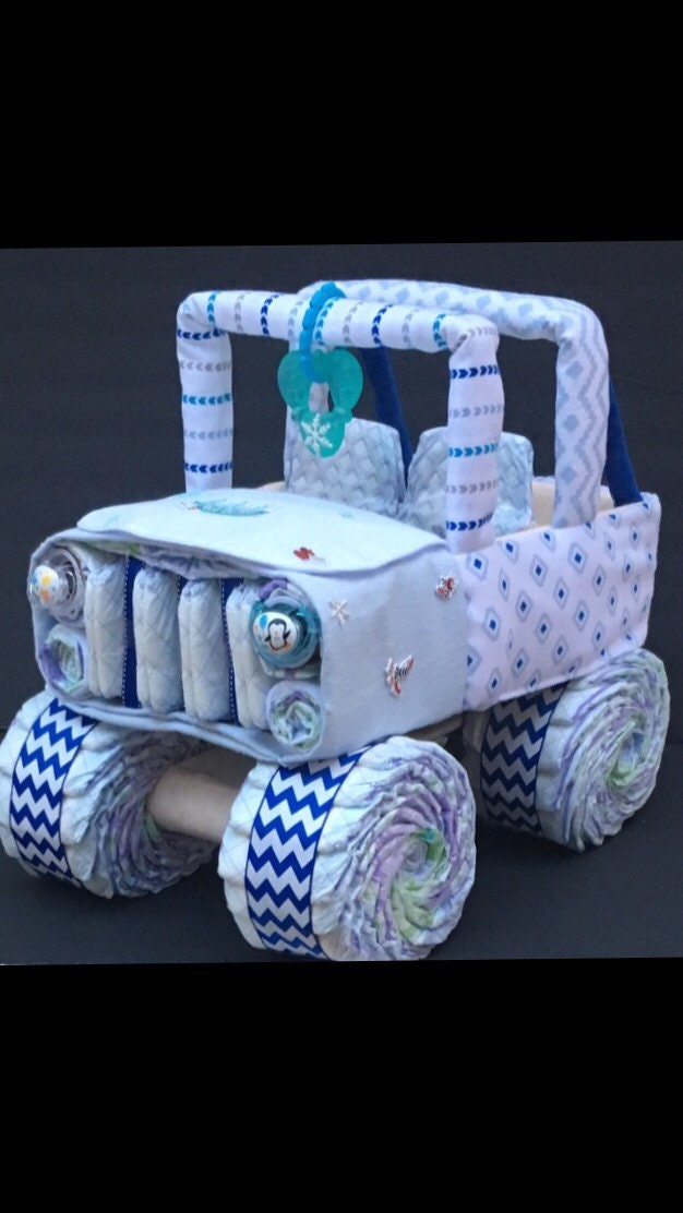 Baby its cold outside jeep diaper cake unique baby gift