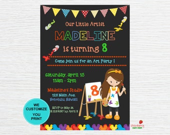 Painting Party Invitation, Art Birthday Party Invitation, Little Artist Invitation, Art Painting Invite, Party Printables