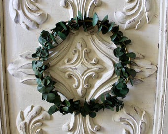 Mini Dried Eucalyptus Wreath - Milestone Blanket Wreath - Month Marker - Baby Shower Gift - Gold Wreath