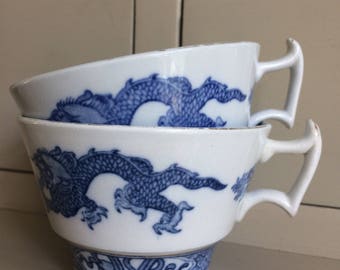 Two Vintage Booths Blue Dragon China Teacups