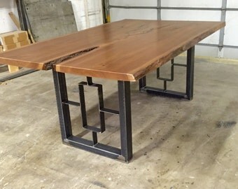 Square-Rectangular Modern Dining Table Legs, Industrial Legs, Set of 2 Steel Legs