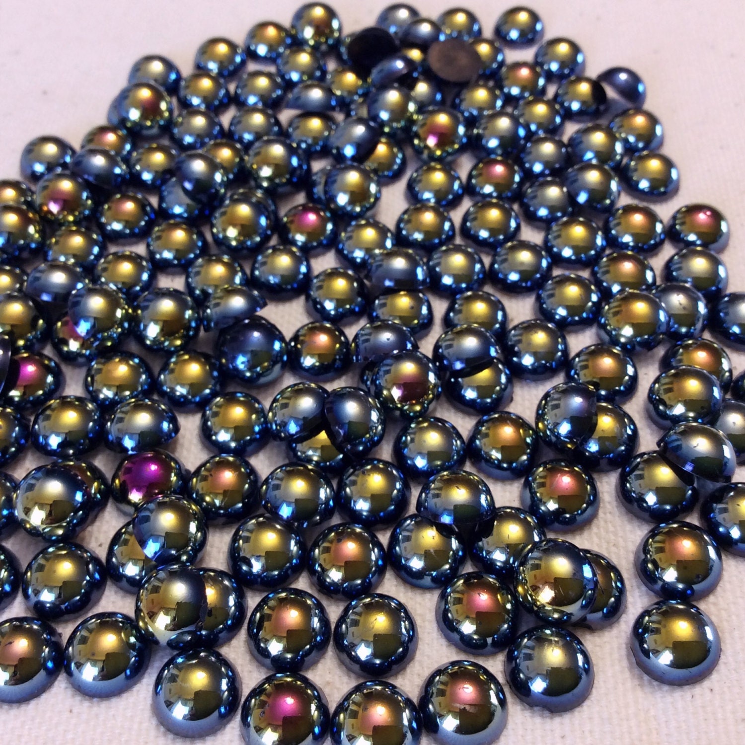 800pcs 3mm8mm AB black Flat Back pearls golden resin half pearl Half