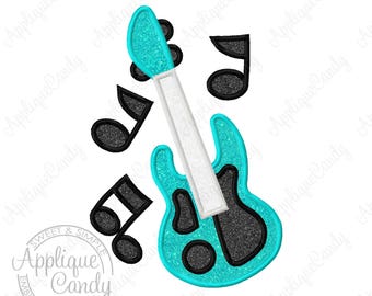 Guitar Music Applique Machine Embroidery Design Digital File 5x7 6x10 INSTANT DOWNLOAD