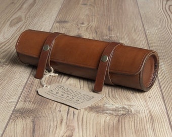 Vintage Style Leather Pencil Case - Handmade Leather Pencil Case, Artist Roll, Tube Pencil Case, Pen case, Leather Pencil Case
