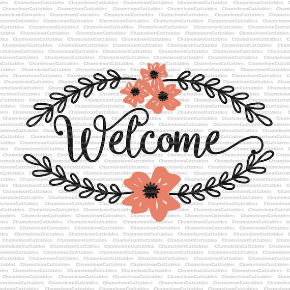 Download welcome svg sign decal vector garden flag flower pot