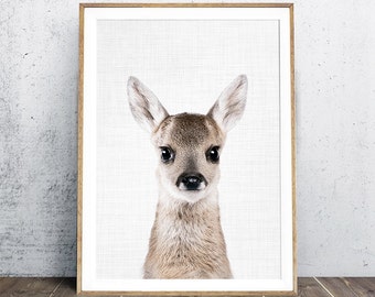 Deer Print, Bambi Print, Animal Print Nursery, Nursery Decor, Baby Animal Print, Baby Animal Portrait, Woodland Animal Print, Digital Print