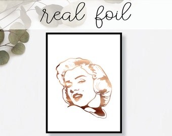 Marilyn Monroe Print // Real Gold Foil // Minimal // Gold Foil Art Poster // Home Decor // Modern Office Print // Hollywood Icon // Fashion