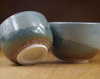 Set of Two Ceramic Bowls Handmade in Stoneware, Pottery Bowls, Tea Bowls, Rice Bowls, Nesting Bowls