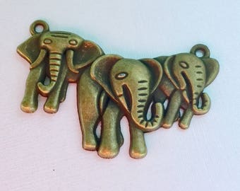 10- Antiqued Bronze Elephant Charms- 28 x 24mm