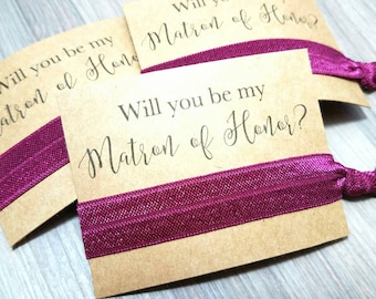 Will You Be My Matron Of Honor Favors | Bachelorette Party Favors | Matron of Honor Proposal | Bridesmaid Gift | Hair Tie Favors