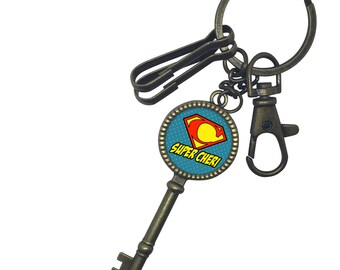 Gift Valentine Keychain super Darling cabochon bronze antique retro