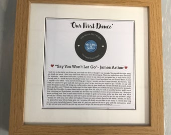 Personalised Print, Wedding Gift, Anniversary Gift, Birthday Gift, First Dance Lyrics, Our Song