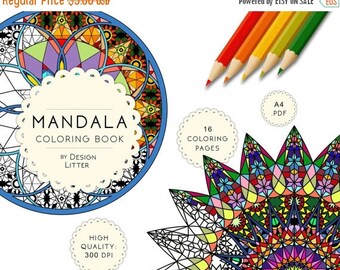 80% Until New Year - Adult coloring book, SALE coloring book, mandala, downloadable coloring book with 16 colorable pages calming mandala co