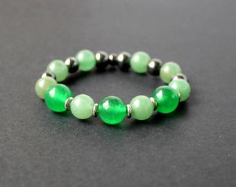 Jade aventurine jewelry Green chakra bracelet Birthstone green bracelet Green jade stretch bracelet Energy green bracelet Meditation healing
