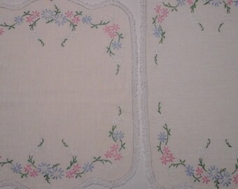 Vintage, hand embroidered doilies