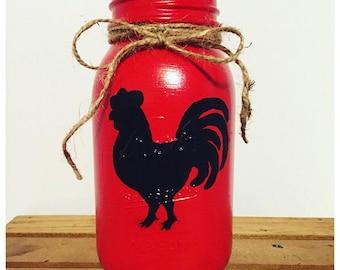 Mason Jar Decor Rooster Utensil Red Mason Jar Decor Rooster Utensil Red