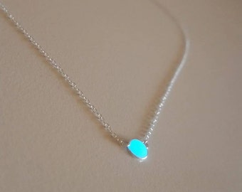 Elune Amara: aquamarine blue glow-in-the-dark (and dim daylight) necklace- solid sterling silver- World of Warcraft Collection