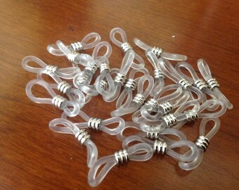 16 pcs EYEGLASS Holders Cord FANCY Ends Mixed Clear Silver 18x6mm Adjusts