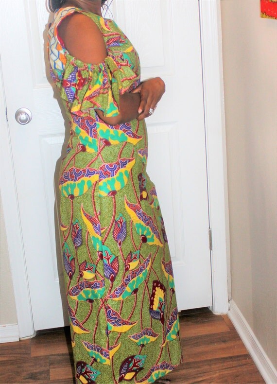 ankara off shoulder gown with elastic