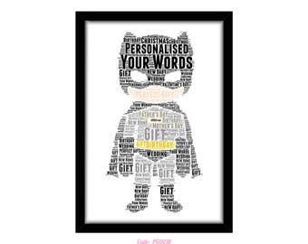 PERSONALISED Batman DC Comics Word Art Print Gift Idea Birthday Present Wall Art Home Decor Print Super Hero Theme Dark Knight Gotham PG0018