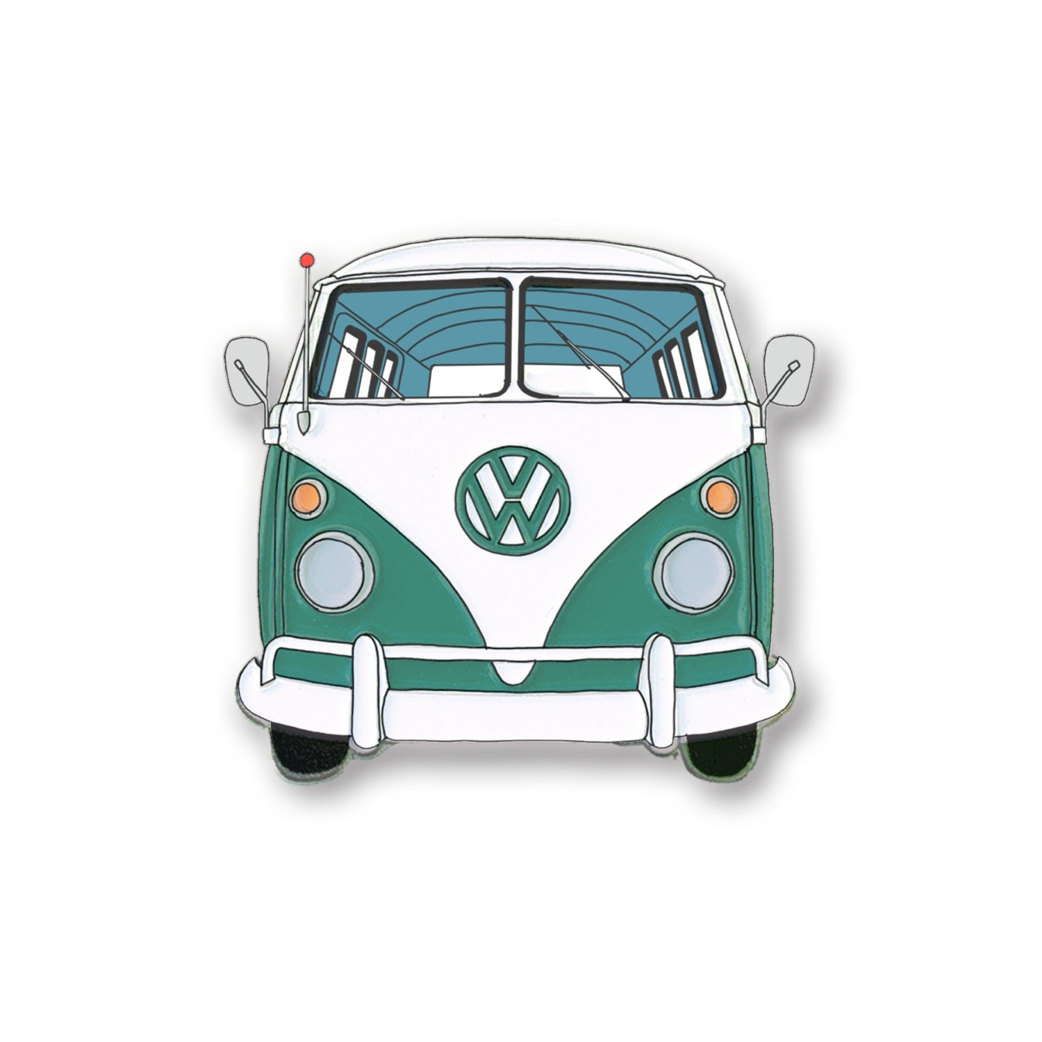 Green VW Bus Pin