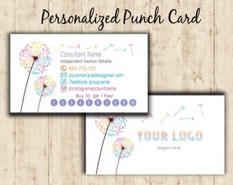 LLRoe Home Office approved DIGITAL! Business Card - Dandelion - Punch Card - L7A