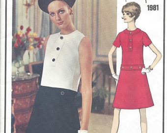 1960s Vintage VOGUE Sewing Pattern B34 DRESS (1032) By Nina Ricci 'Vogue 1981'