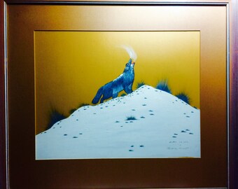 Native American Painting by Woody Big Bow, Native American Art, Indian Art, Southwester Art, Woody Big Bow, Indian Painting, Wolf Art